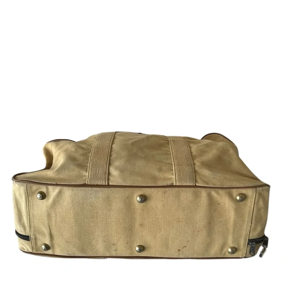 Vintage Mark Cross Camel Canvas Travel Bag